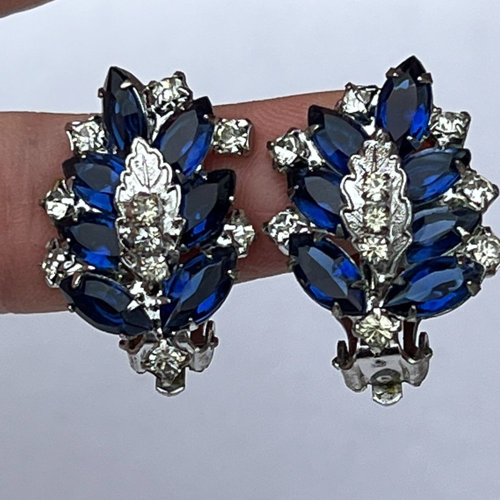 Gorgeous Tanzanite and Zircon Earrings over sliver tone clip on